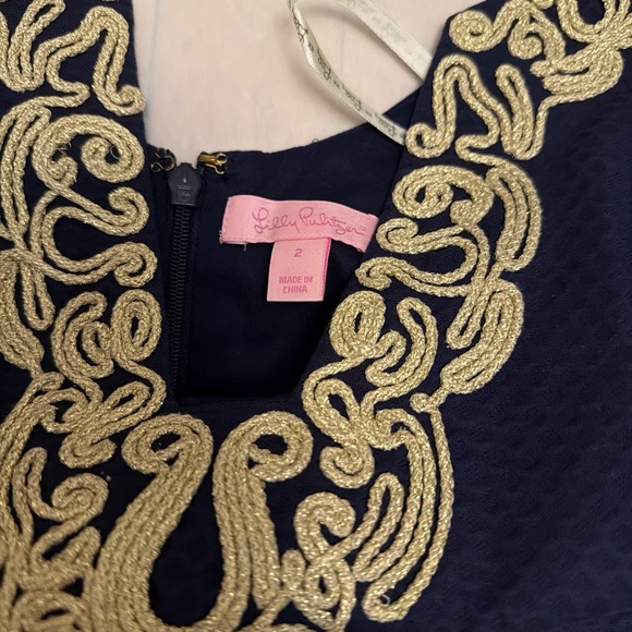 Lilly Pulitzer Navy Dress with Gold Detailing - Picture 2 of 3